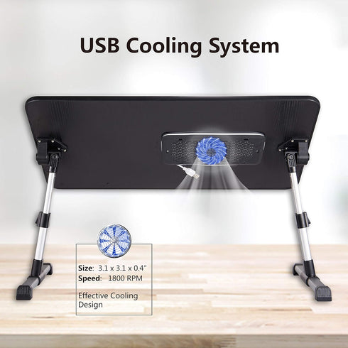 8AMTECH Lap Desk for Laptop, Ajustable Laptop Table with Cooling Fan Office Desk for Lap-top, Working, Reading