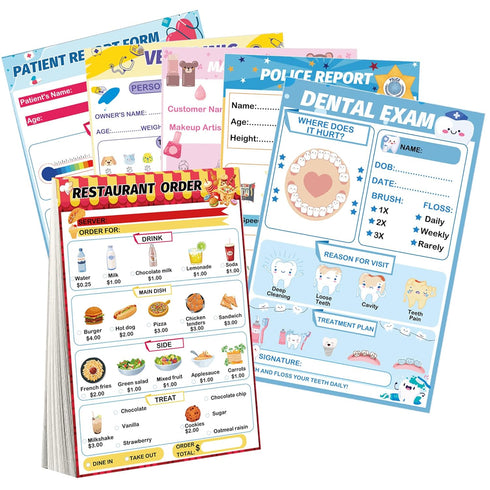 wootile Pretend Play Notepads 6 Pack Playtime Pads Pretend Play Notebooks Variety