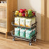 MJIMKE 3-Tier Countertop Rolling Cart with Wheels - Stackable Wire Baskets for Pantry Organization and Kitchen Storage