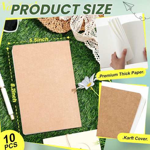 Zhanmai 10 Pcs A5 Journal Refill, Hardcover Notebook Refill 5.5 x 8.2'', 200 Pages, 100 Sheets for Traveler Office