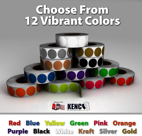 Kenco Color Coding Circle Dot Sticker Labels on a Roll, White, 1 Inch, 1000 Stickers