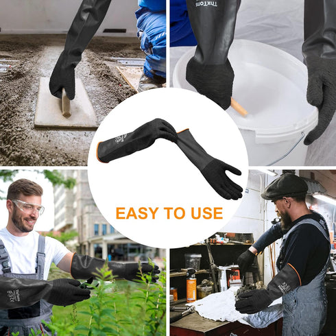 ThxToms Heavy Duty Rubber Gloves - Versatile Latex Chemical Resistant, 18" 1 Pair