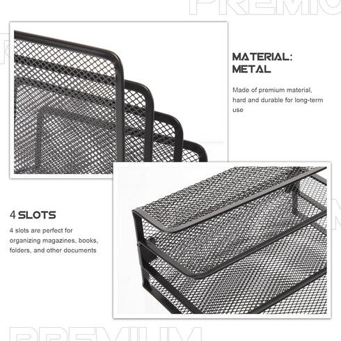 Operitacx Metal Letter Magazine Tray, Black Desk Holder with Folder Slots for Paper Document Organization