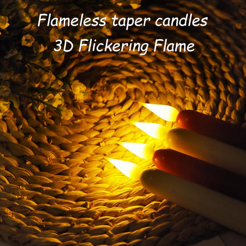 3D 9.60.8 Inches 3) Flameless Taper Candles with Remote Control and Timer, Battery Operated LED Candlesticks