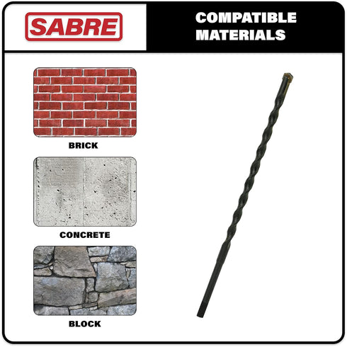 10-Pack 1/4 Inch x 5-1/2 Inch Masonry Drill Bit, Carbide Tipped for Concrete, Brick, Stone, Impact Performance