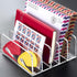 BEYGORM Acrylic Mail Holder, Clear Desk Organizer with Divider, Vertical Letter Sorter for Desktop, 5 Compartments