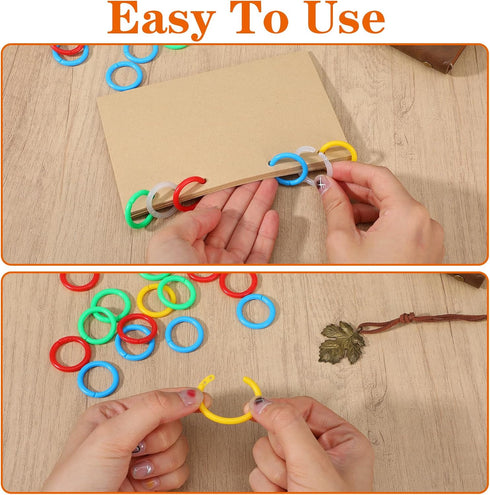 Yuanchu 200 0.8 Inch Pcs Loose Leaf Binder Rings, Colorful Book Plastics Notebook Paper Ring Loose Leaf Rings