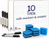 Scribbledo 10 Pack Double Sided Whiteboards, Lined Dry Erase Board for Kids, Handwriting Practice, 9x12, 10 Markers