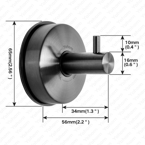 4 YOHOM Suction Cup Hooks Shower Towel Holder Stainless Steel Vacuum Bathroom Shower Hook Suction Towel Rack Kitchen