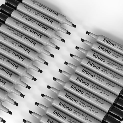INTUNO 96 Count Permanent Markers, Black, Chisel tip, Oil-Based Permanent Markers, Waterproof and Fade-Resistant