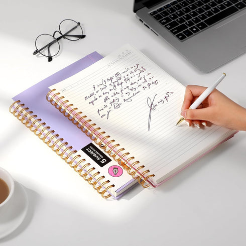 Yoment Subject Spiral Notebook 8.5 x 11, College Ruled Bound Journal, 100 GSM Thick Paper for Note Taking, Purple