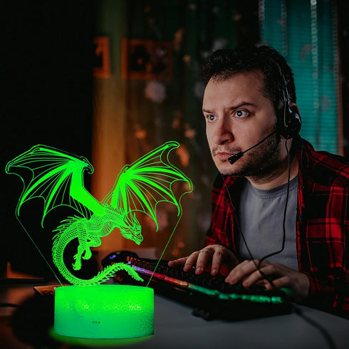 3D 16 4 Dimmable, Dragon Night Light, Dragon Gifts, Illusion Lamp with Colors Changing, Timer, Flash Modes and Kids