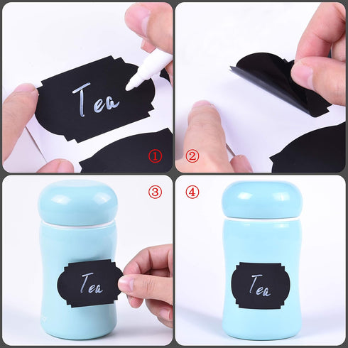 Wisdompro Chalkboard Labels - 190 Pcs Waterproof, Reusable & Removable Stickers for Storage Bins and Containers