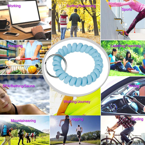 BIHRTC 6 Color Plastic Spring Wrist Keychain, Flexible Spiral Wristband Key Holder for Gym Pool ID Badge