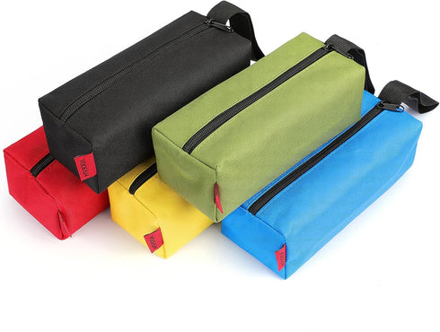 YOOFAN Small Tool Bags, Heavy Duty 1680D Waterproof Fabric Tool Pouch, 5-Packs in Black/Red/Blue/Green/Yellow