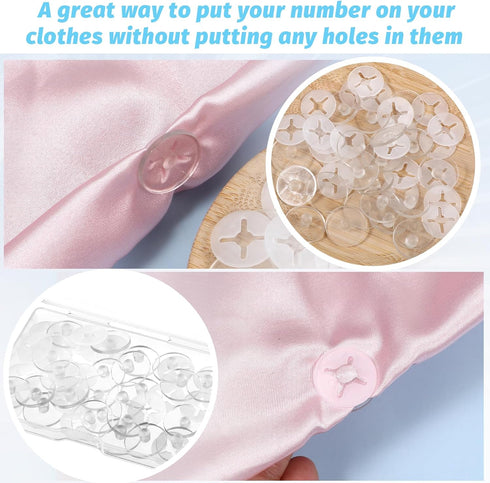 cobee 24 Race Number Buckle Fixing System, PCS Clear Running Bib Clips, Triathlon Race Bib Holder Reusable Field Events