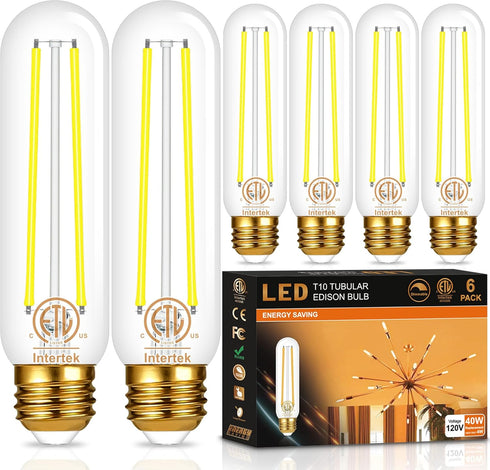 hansang T10 LED Bulb for Chandelier, E26 Base, 5000K Daylight, 40 Watt Equivalent, Dimmable, 6 Pack, 400LM