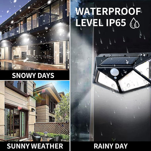2 Pack Solar Lights Outdoor, 100 LED Motion Sensor Lights with 3 Modes, Wireless IP65 Waterproof Security Lights for