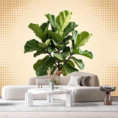 Agglomerix Custom Size Wall Murals Botanical Green Fiddle Leaf Fig Tree Minimalist Natural