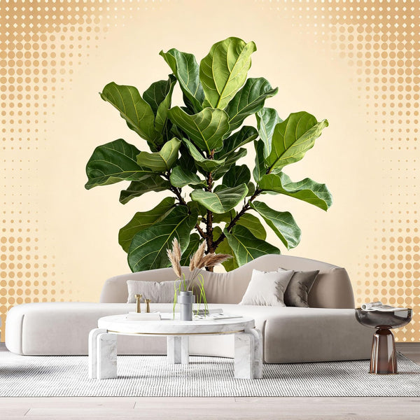 Agglomerix Custom Size Wall Murals Botanical Green Fiddle Leaf Fig Tree Minimalist Natural