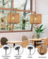 1-Light 12" ELYONA Rattan Pendant Light, Square Solid Wood Frame Woven Pendant Light Fixtures Boho Adjustable Hanging