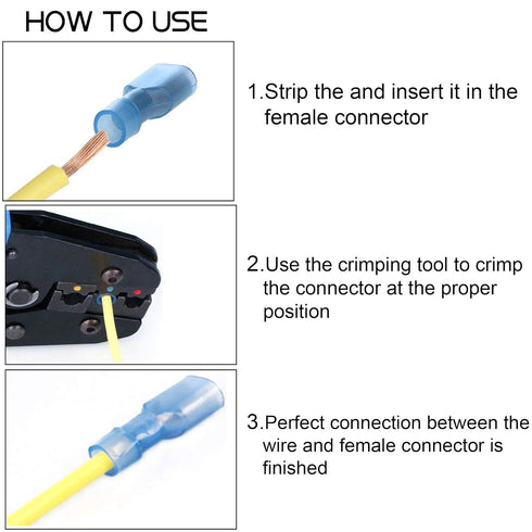 100PCS Fully Insulated Spade Disconnect Wire Connectors, Male Female 10-12 14-16 16-22 Gauge
