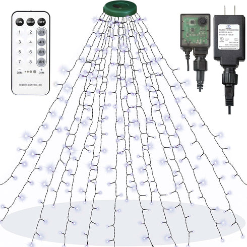 weillsnow Christmas Tree Lights, 448 LED Waterfall Tree Topper Lights with 8 Lighting