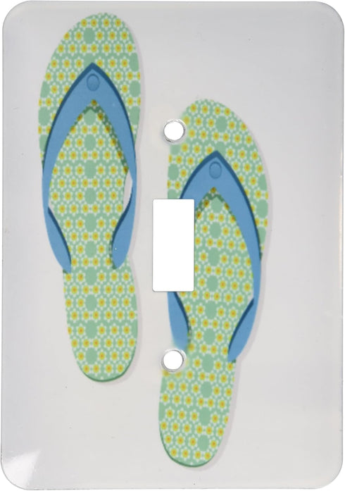 3dRose lsp_111558_1 " Turquoise Flowered Flip Flop Shoes Single Toggle Switch, Multicolor by 3dRose