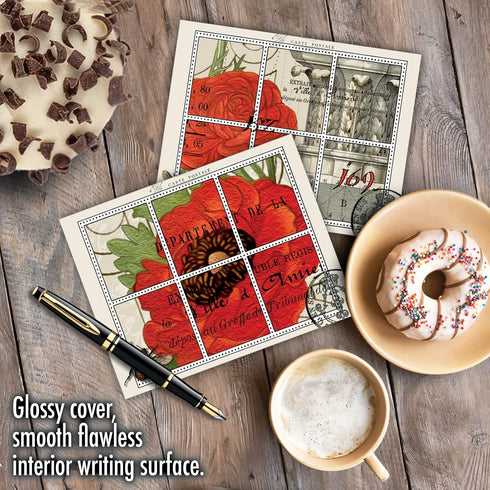 The Best Card Company - 10 Retro Blank Cards with Envelopes, 4 x 5.12 Inch, Vintage Note Cards