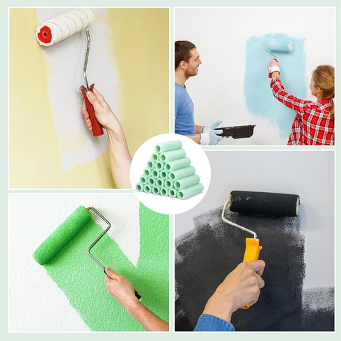 24 3/8 Inch (Green,9 Inch) Gisafai Pcs Paint Roller Covers Paint Rollers for Painting Walls Roller Paint Brush Nap
