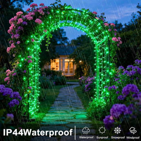 250 82ft 8 LED Green String Lights Indoor, St Patricks Day Lights Clear Wire Modes Plug in Waterproof Christmas Lights