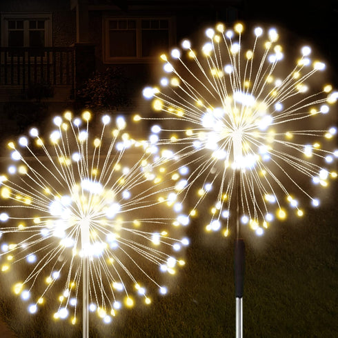 JJGoo Solar Firework Lights, 2 Pack 120 LEDs, Waterproof Outdoor Solar Lights with 2 Lighting Modes for Party Decor