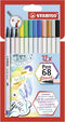 STABILO Premium Fibre-Tip Pen with Brush Tip, Pack of 12, Assorted Colours