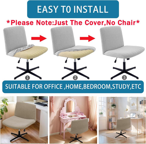VZLQZJMKY Armless Armless Vanity Chair Cover Criss Cross Chair Cover Elastic Chair Slipcover Chair Covers Office Chair