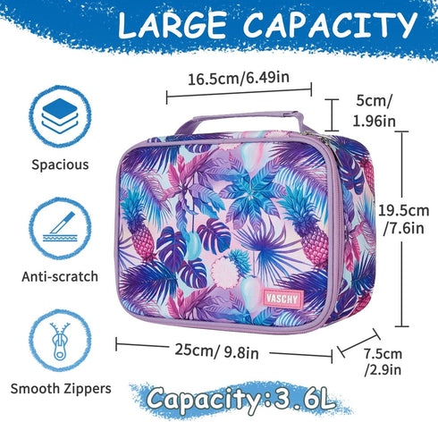 VASCHY Large Pencil Case Bag, Art Supply Marker Organizer with Detachable Layers, Multiple Zipper Pockets, Purple