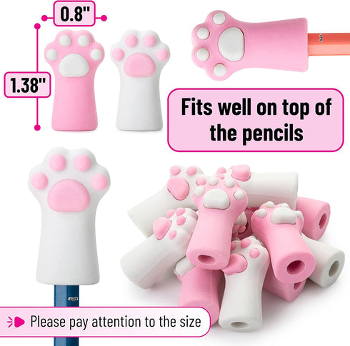 Mr. Pen Cat Paw Top Eraser, 12 Pack, Cute Pencil Toppers for Kids, Fun Erasers, Cap Erasers, Pencil Erasers for School