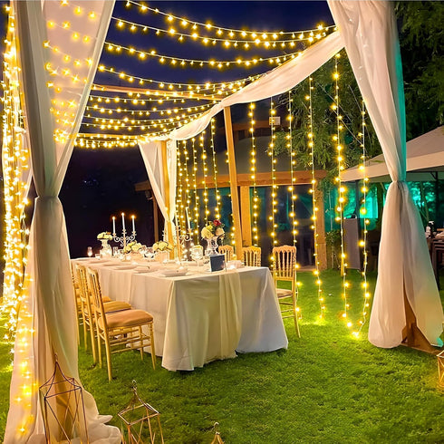 197FT 500 8 KNONEW LED Christmas Lights Outdoor String Lights Modes & Memory Fairy Light Plug in Waterproof LED String