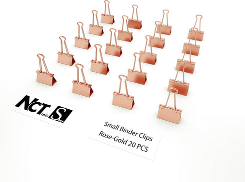 Binder Clips, Small Metal Clamp, Rose Gold, 0.75 inch / 19 mm, 20 PCS