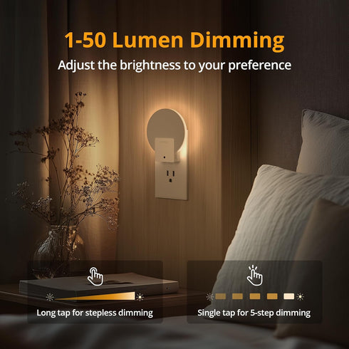 1-50 Dimmable 4 Pack Lyridz Plug in LED Backlit Night Light with Auto Dusk to Dawn Sensor, LM Warm White Nightlight