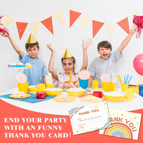 FTRZX 20 Pack 001 Boho Kids Thank You Cards, Boho Rainbow Thank You Card For Baby Shower Birthday Party, Kids Birthday