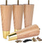 La Vane 4 inch Ash Wood Furniture Legs with Gold Caps, Set of 4
