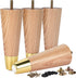 La Vane 4 inch Ash Wood Furniture Legs with Gold Caps, Set of 4