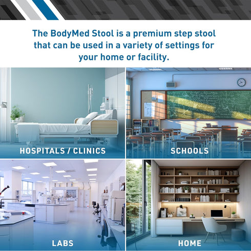 BodyMed Multipurpose Step Stool, Non-Slip Rubber Feet for Adults and Seniors, Designed for Home and Clinics