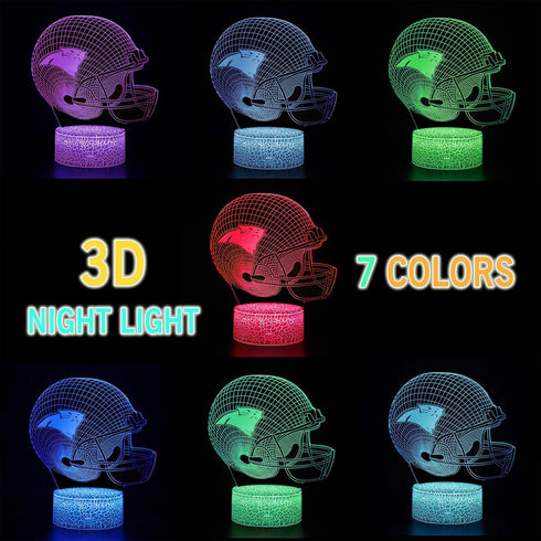 Helmet Shape 3D Optical Illusion Smart 7 Colors Night Light Table Lamp Gifts for Panthers Fans, Men, Women, Kids, Boys, Teens by YYDSYCY