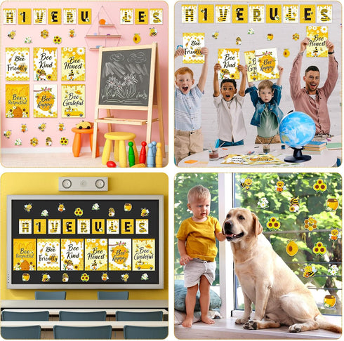 Harloon 54 Pcs Bee Classroom Decorations - Summer Motivational Posters and Inspirational Wall Arts for Teachers