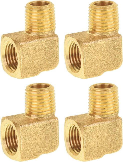 SUNGATOR 1/4 Inch Elbow Fittings - 90 Degree Male × Female Barstock Street Elbow Air Hose Connectors, Brass (4 Pack)