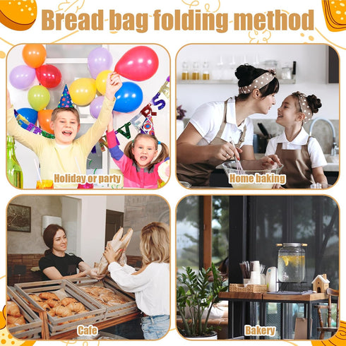 Xaajooio 150 14x8.3x3.5 Inches, 150 Pcs Paper Bread Bags with clear window for Homemade Bread, Includes Sealing
