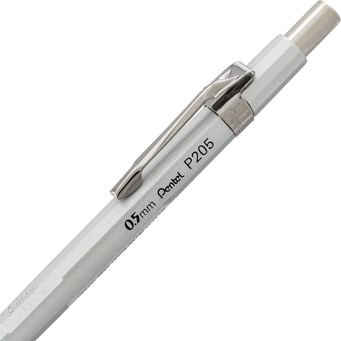 Pentel Sharp Mechanical Pencil, 0.5mm, Metallic Silver Barrel, Box of 12