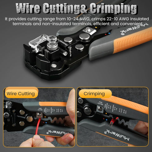 3-In-1 Multi Self Adjusting Wire Stripper/Cutter/Crimper - 8-Inch Universal Tool for Stripping, Cutting, Crimping 10
