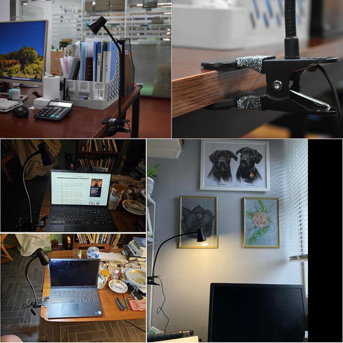3W 5V USB Portable LED Clip Desk Lamp, 3 Colors Changeable, Adjustable 15" Arm for Reading